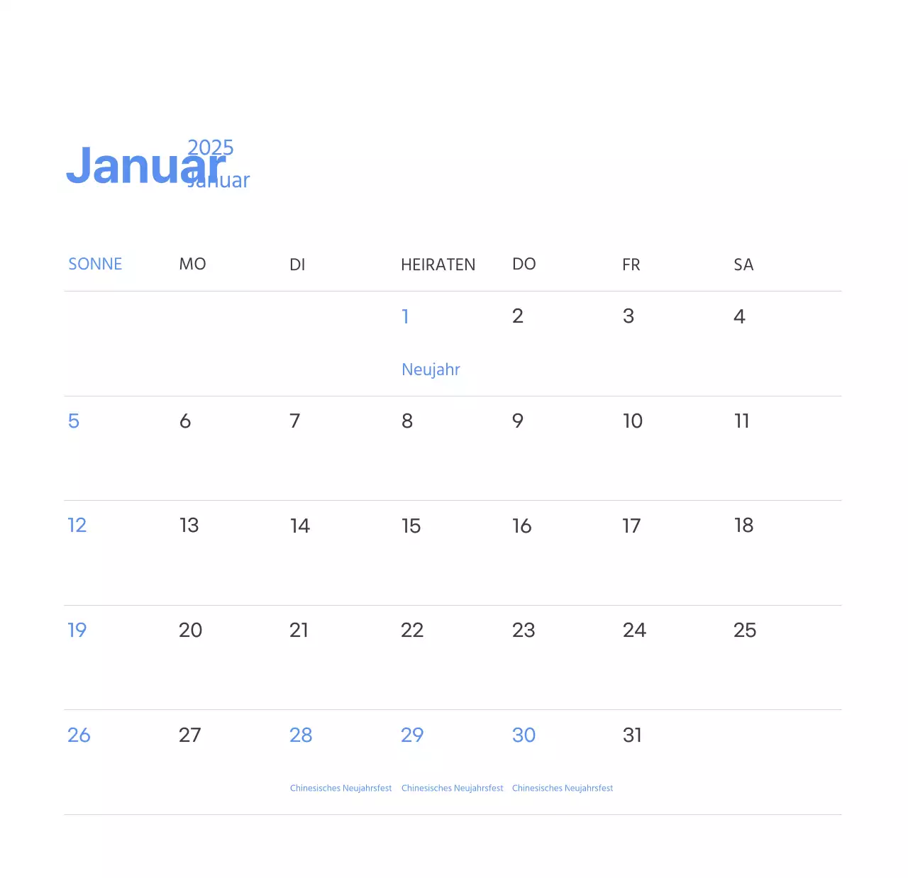 Motivationskalender mit energiegeladenen Illustrationen und positiven Zitaten auf hellblauem Hintergrund