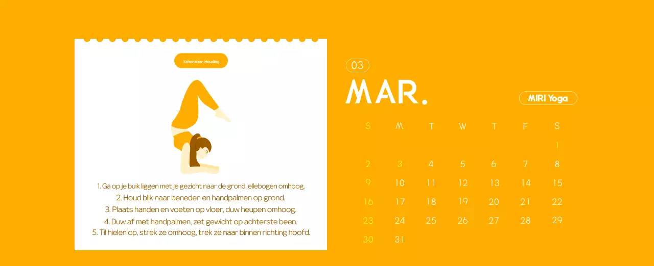 Oranje Minimalistische Yoga Promotiekalender