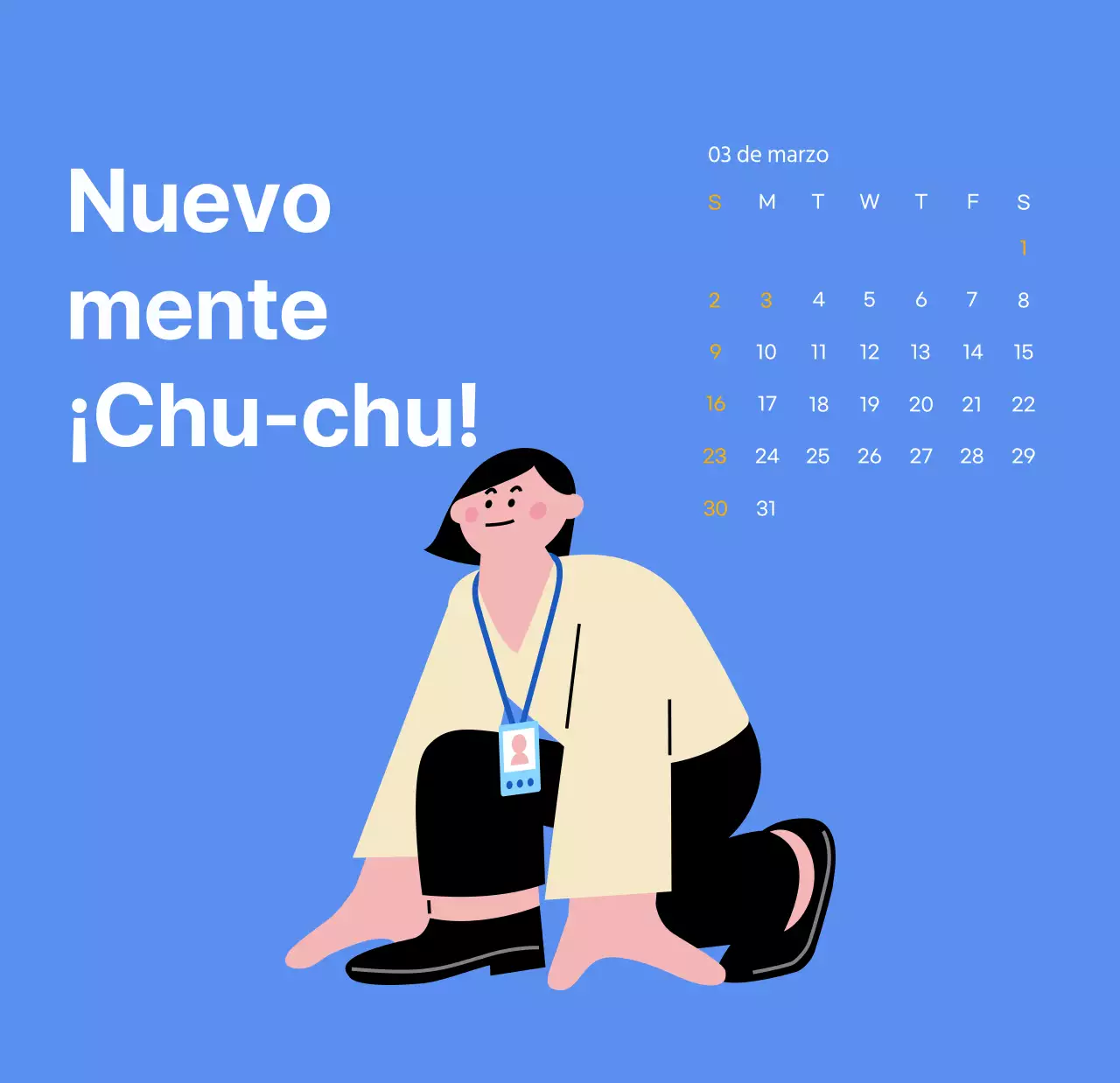 Calendario motivacional con ilustraciones llenas de energía y citas positivas sobre fondo azul claro