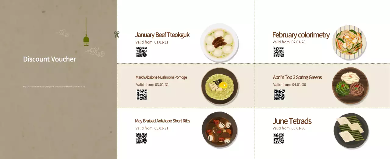 Beige Traditional Food Calendar