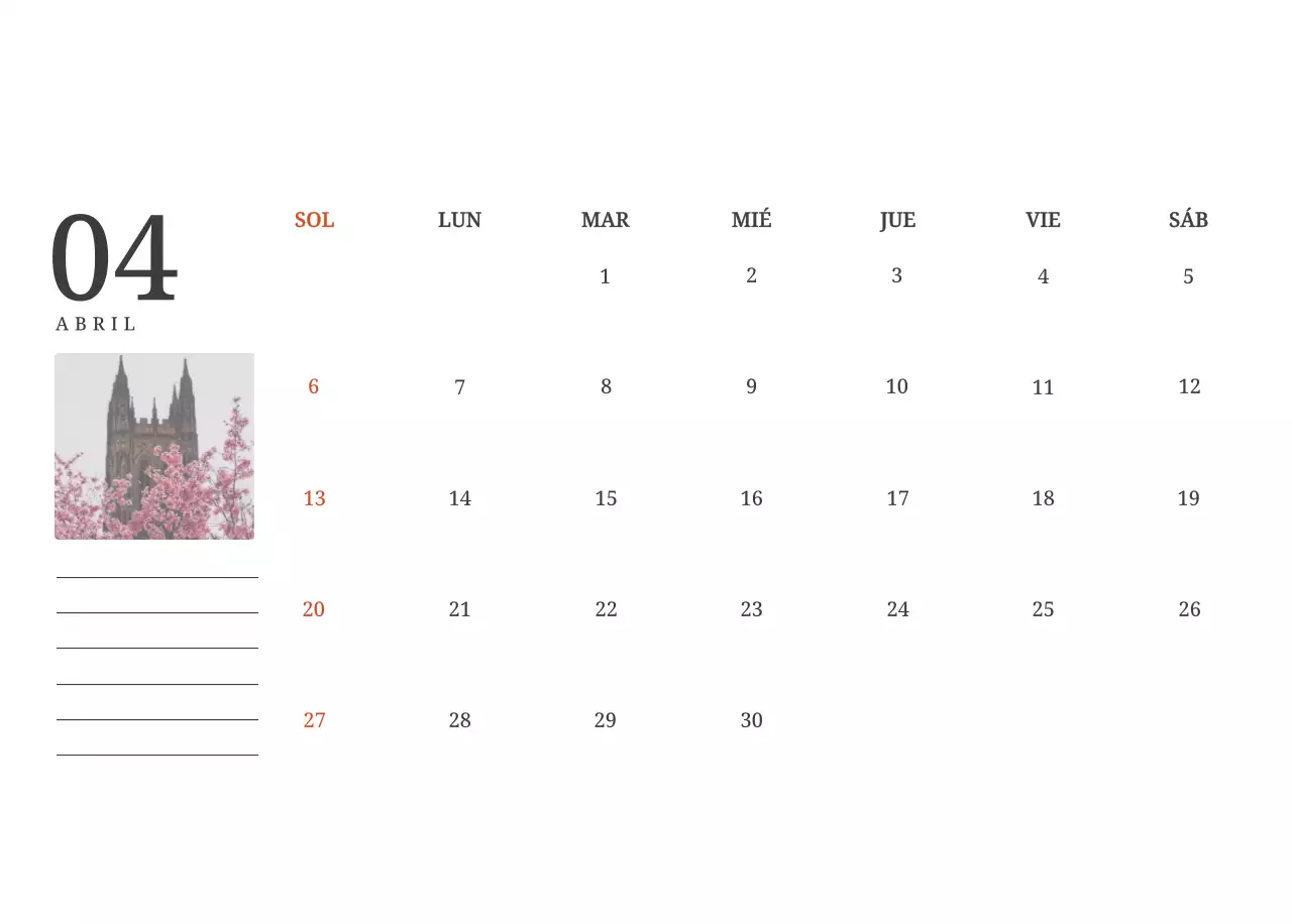 Un calendario conceptual fotográfico con iglesias pintadas en paisajes