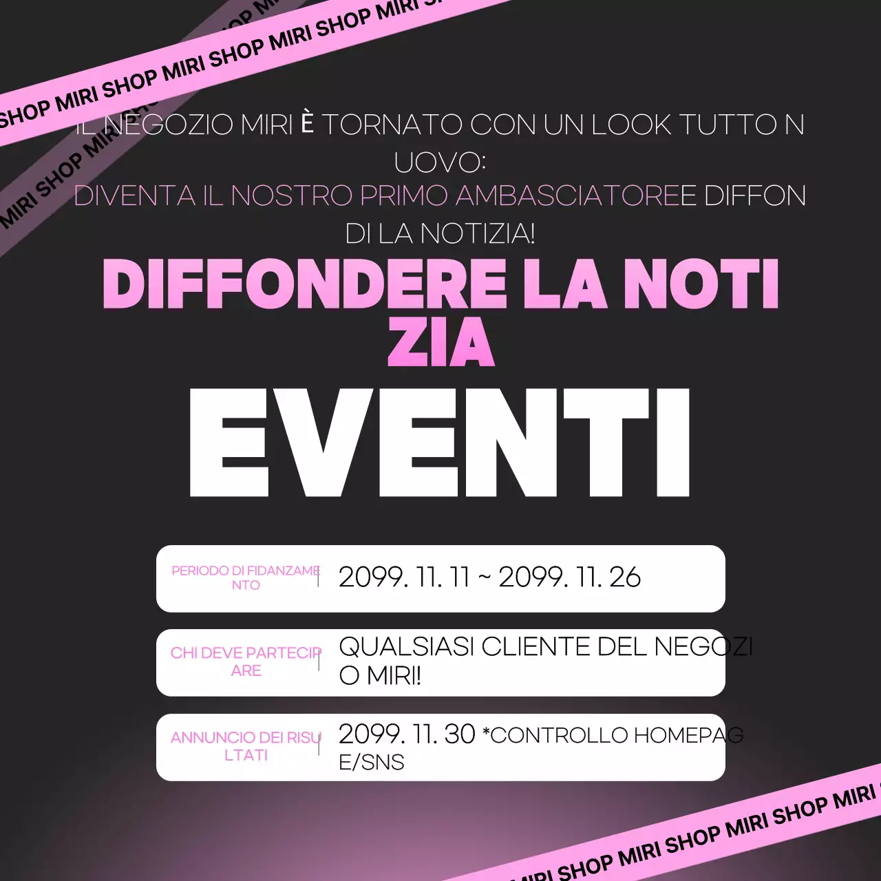 Promuovete il vostro evento black pop