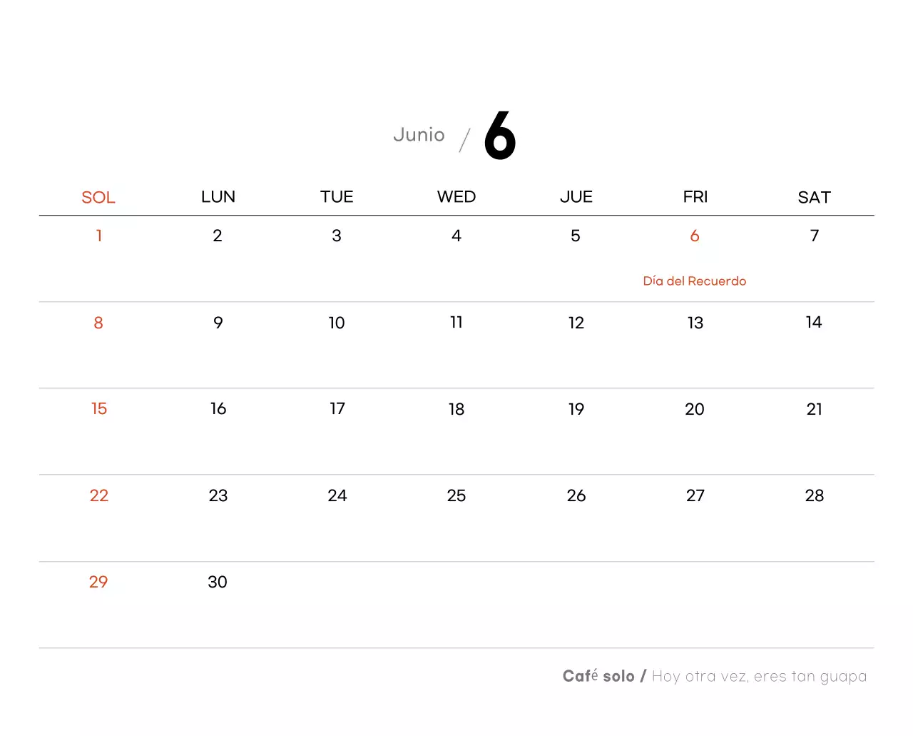 Calendario de café minimalista gris
