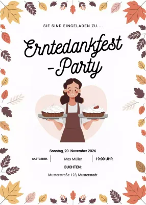 Orange rustikale Danksagung Party Einladung