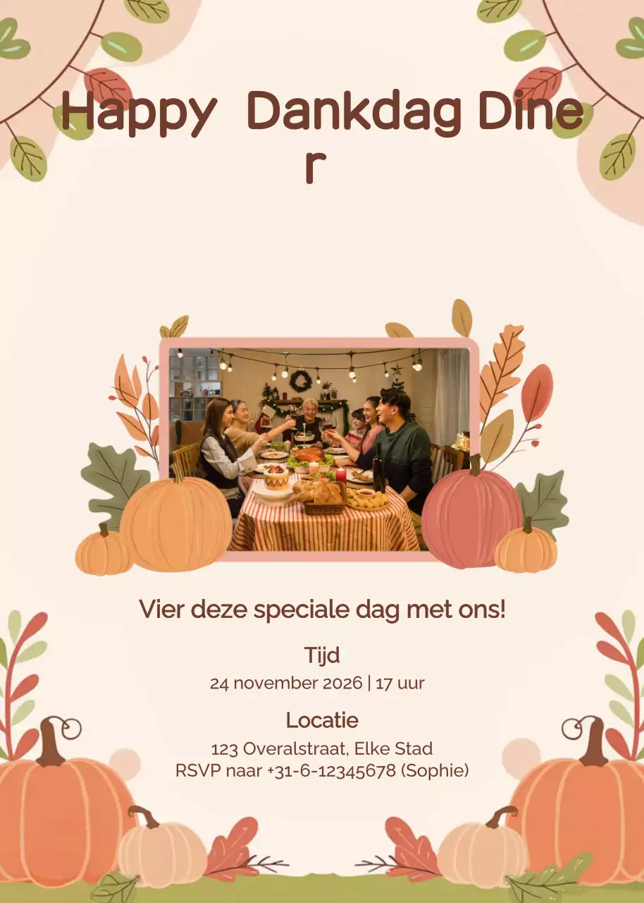 beige traditionele uitnodiging voor Thanksgiving