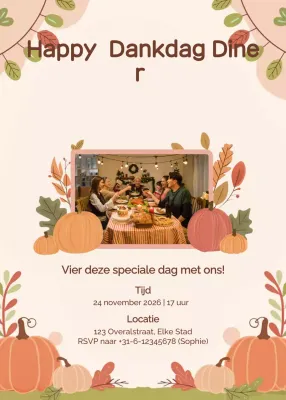 beige traditionele uitnodiging voor Thanksgiving