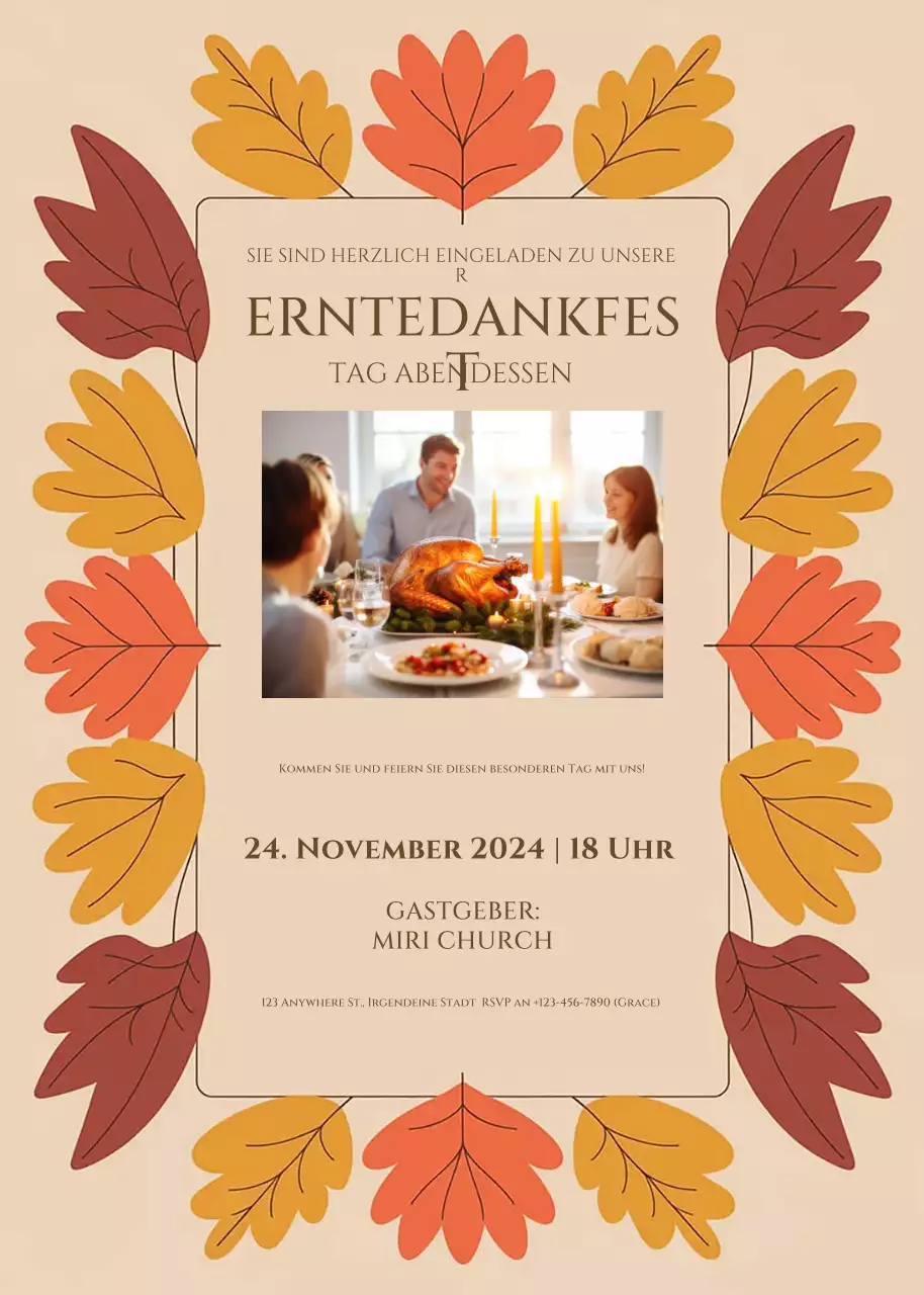 beige traditionelle Thanksgiving-Einladung