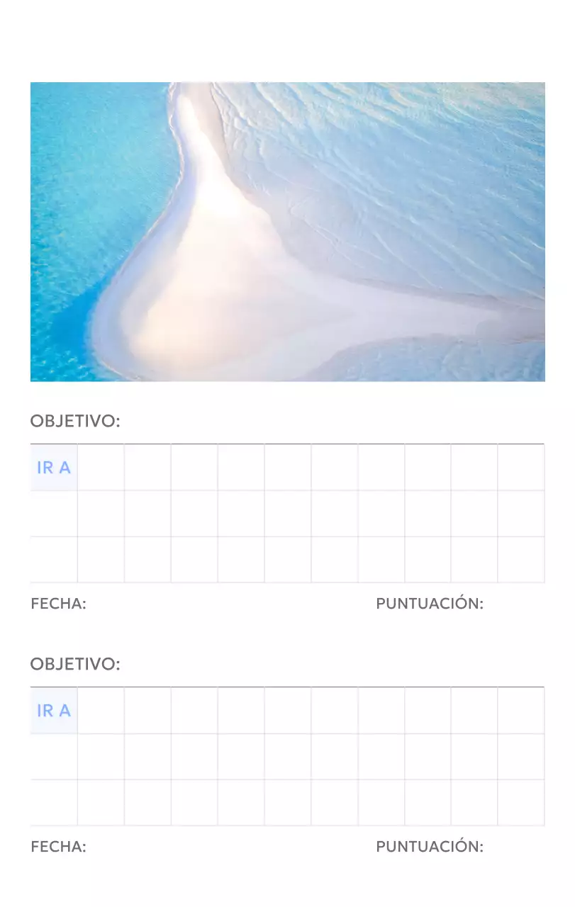 Calendario fotográfico de seguimiento de objetivos con un toque de azul