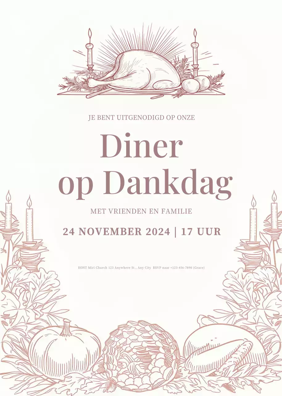 beige traditionele uitnodiging voor Thanksgiving