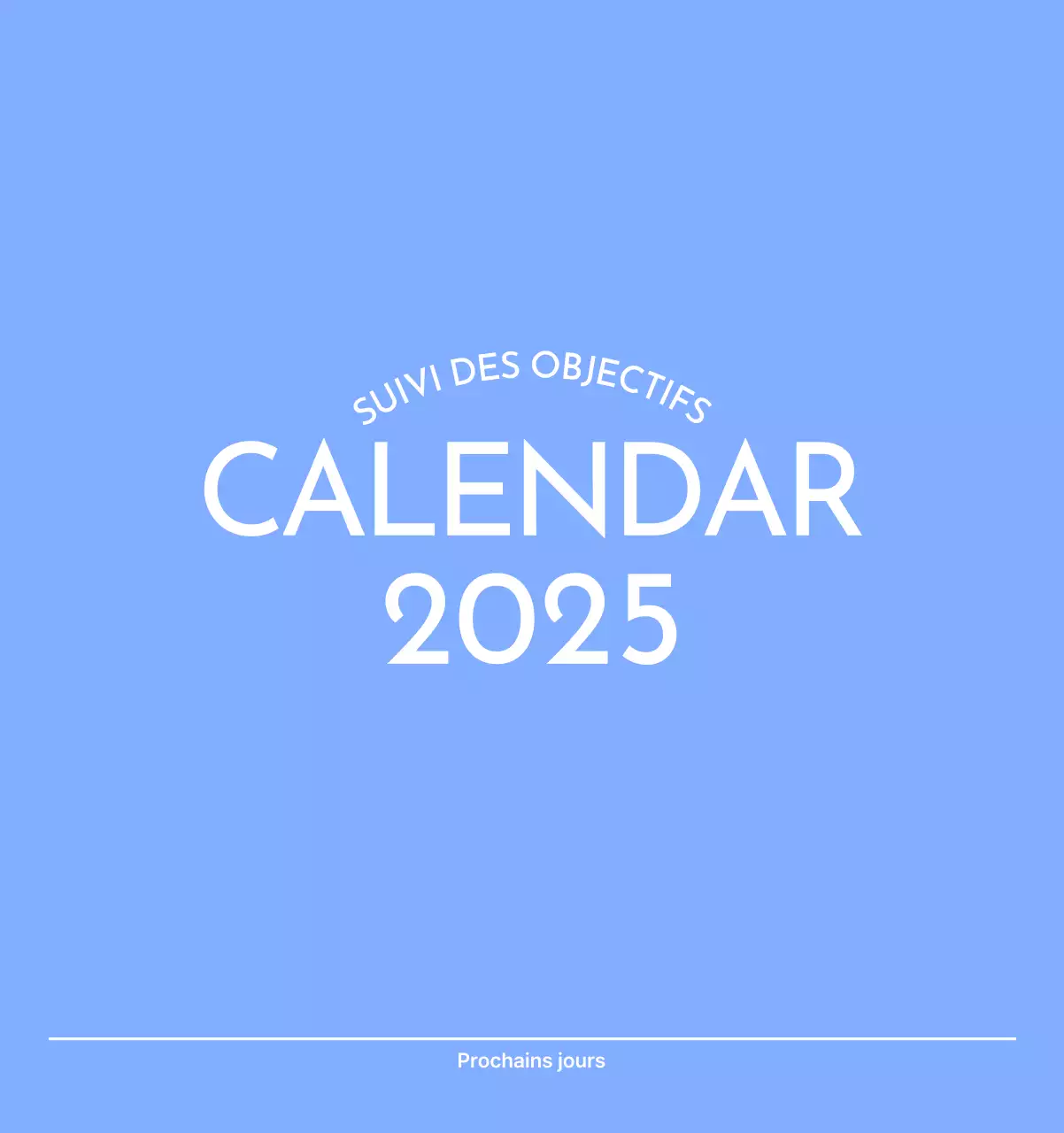 Calendrier photo de suivi des objectifs avec une touche de bleu