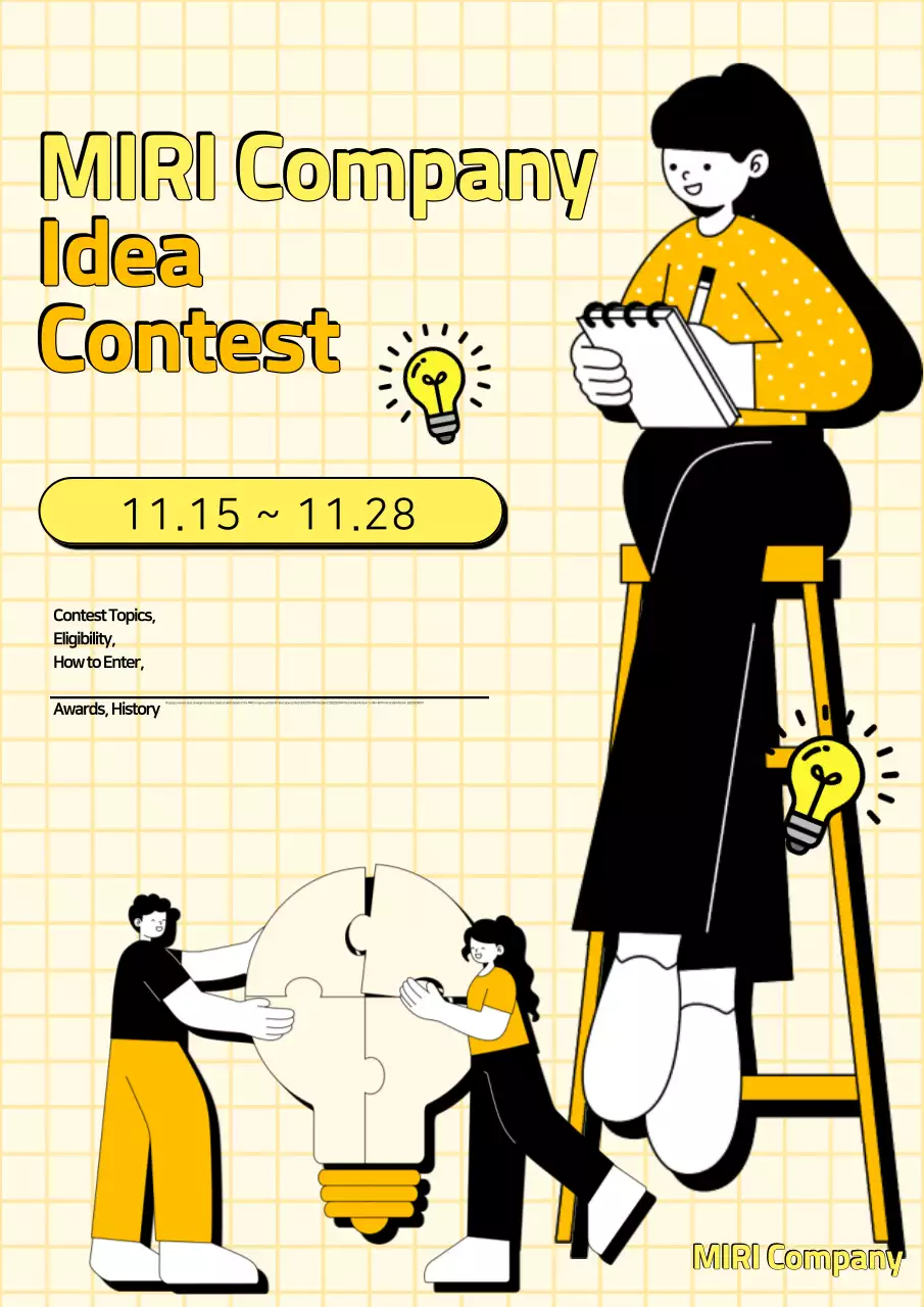 Poster thông báo cuộc thi ý tưởng hiện đại màu vàng