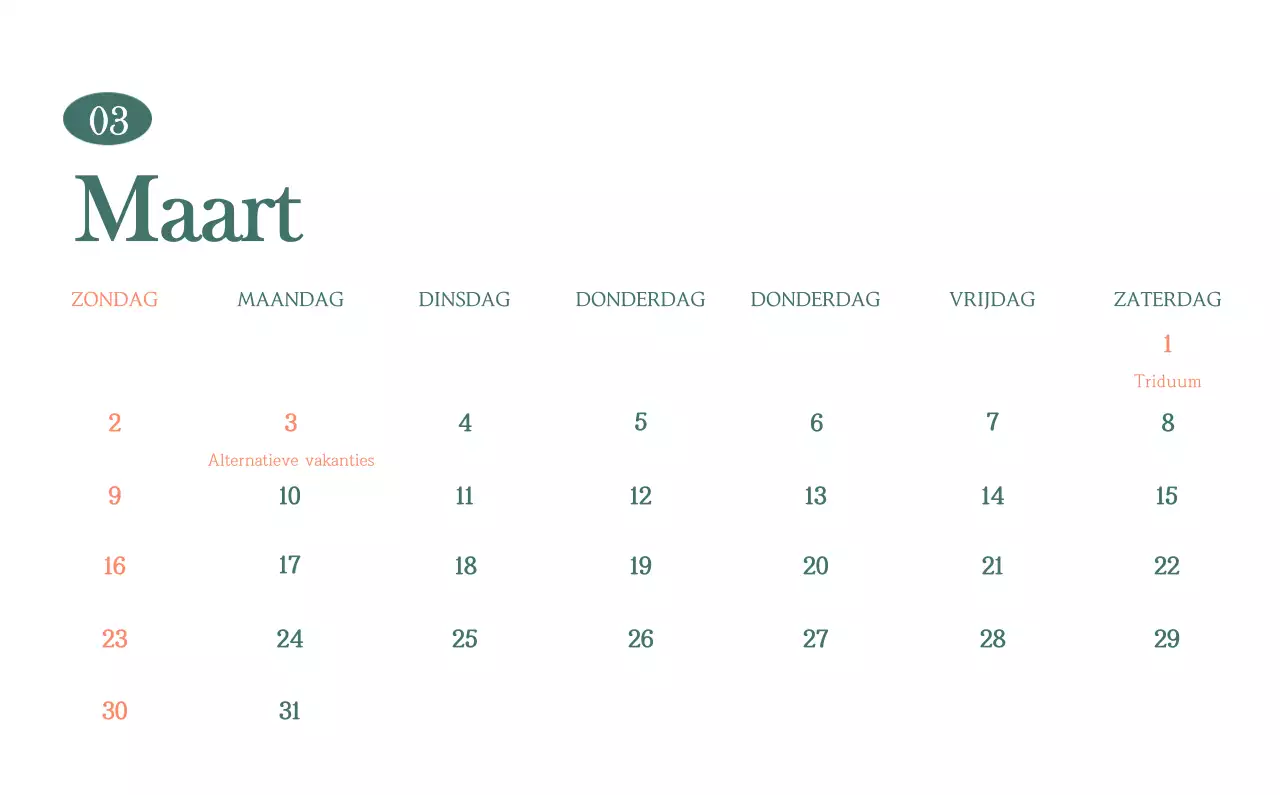 Een moderne cafékalender met aanbevelingen voor de drank van de maand
