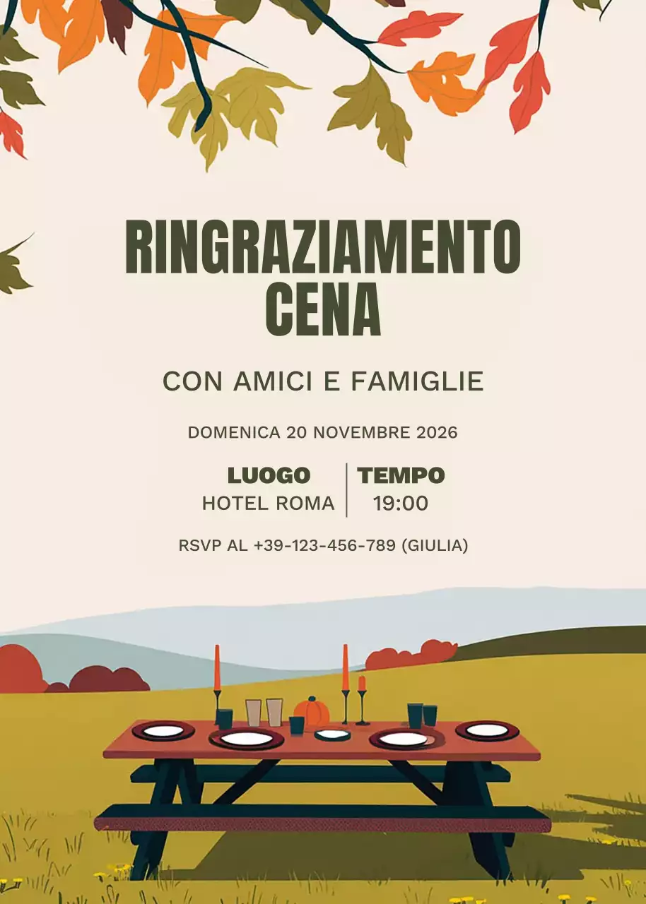Invito al Ringraziamento rustico arancione beige