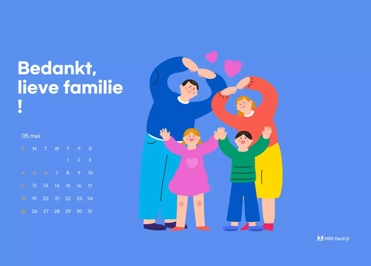 Motiverende kalender met energieke illustraties en positieve citaten op een lichtblauwe achtergrond