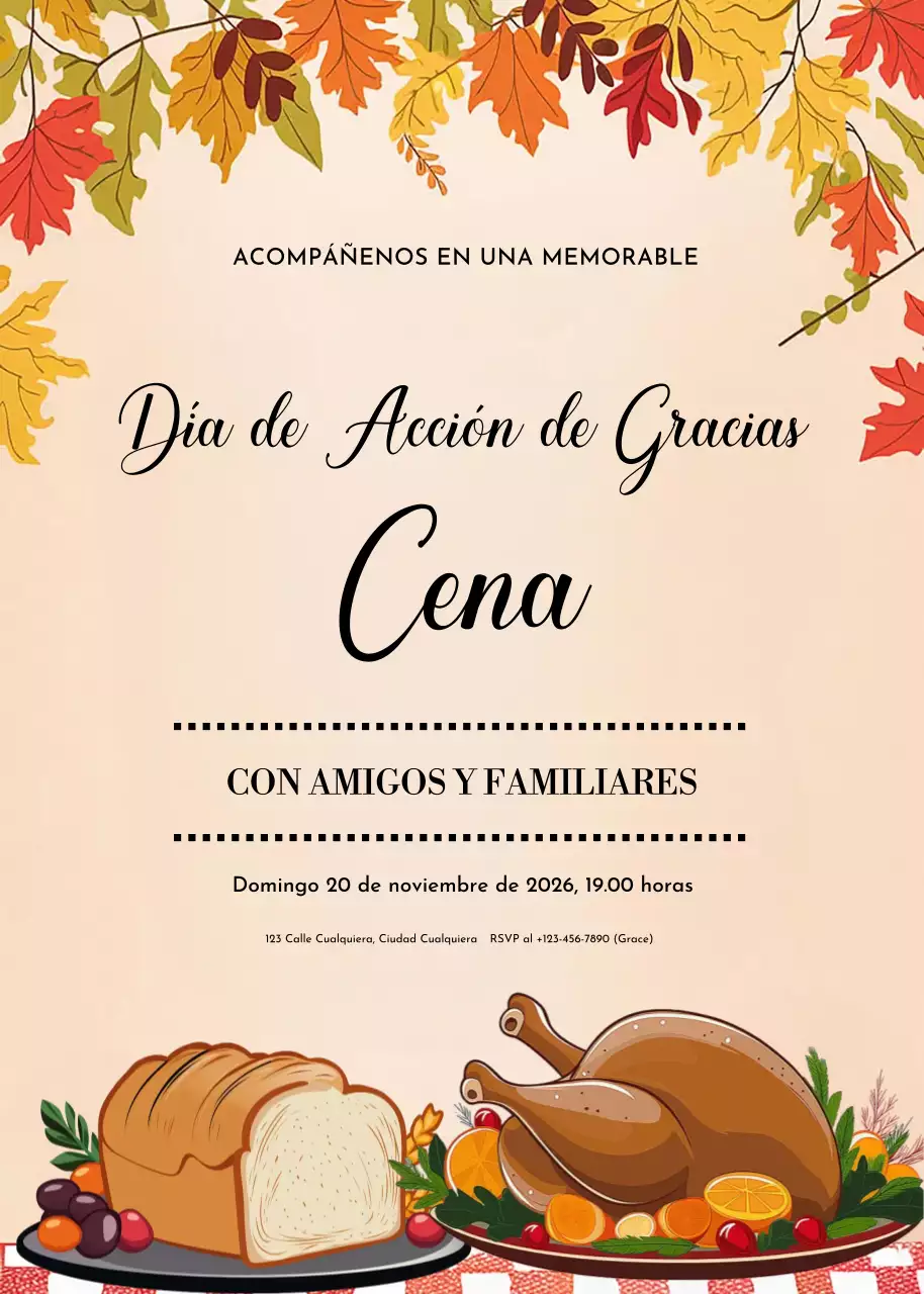 Invitación clásica de Acción de Gracias beige
