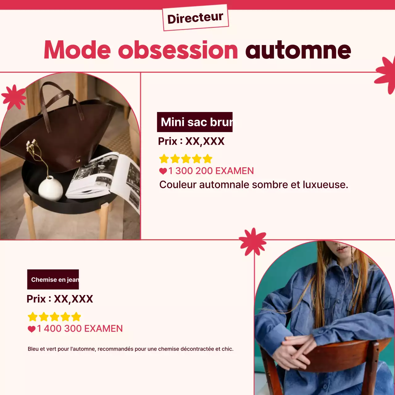 Conseils de mode automnale moderne rouge