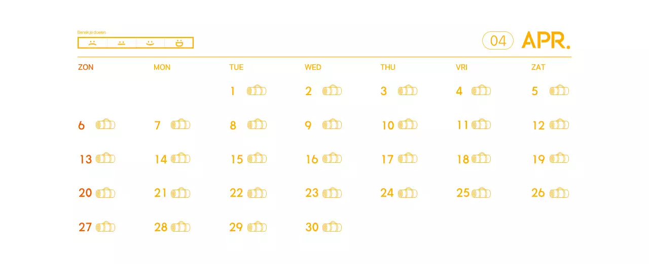 Oranje Minimalistische Yoga Promotiekalender