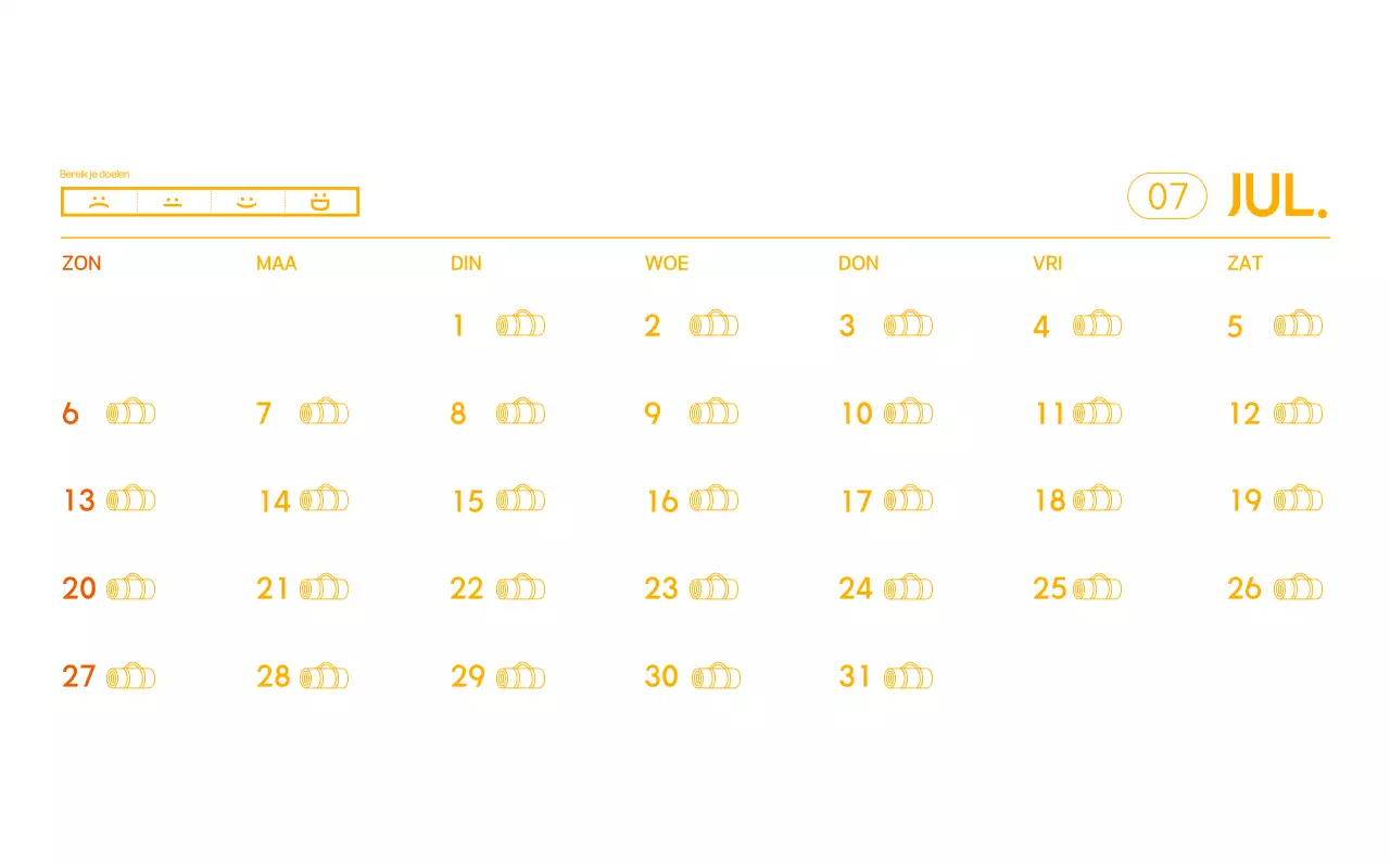 Oranje Minimalistische Yoga Promotiekalender