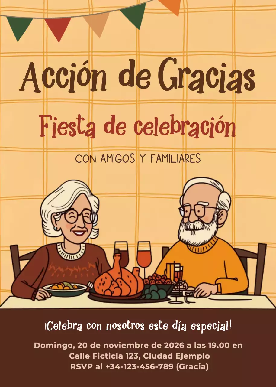 Invitación vintage naranja de Acción de Gracias