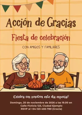 Invitación vintage naranja de Acción de Gracias