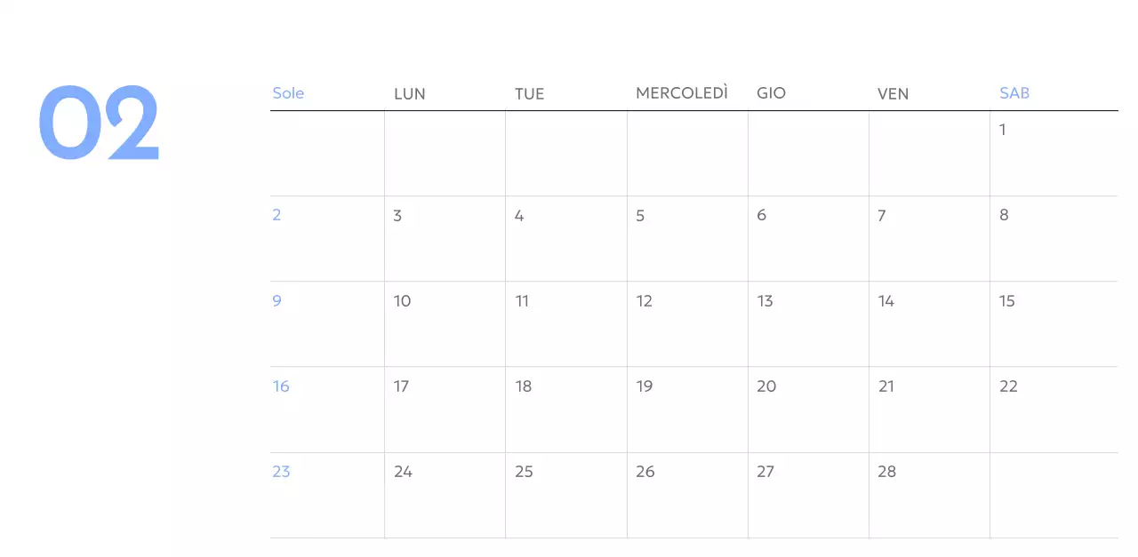 Calendario con foto tracciatore di obiettivi con un tocco di blu