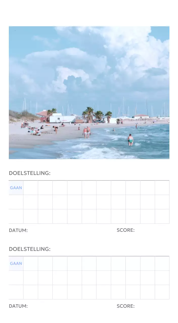 Photo goal tracker kalender met een vleugje blauw