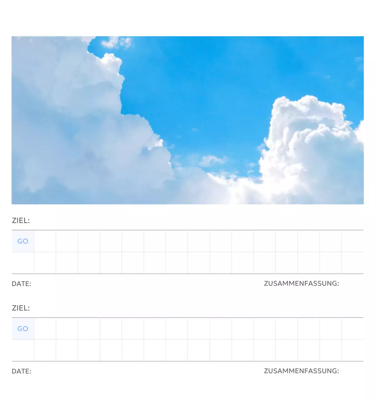 Foto-Zielverfolgungskalender mit einem Hauch von Blau