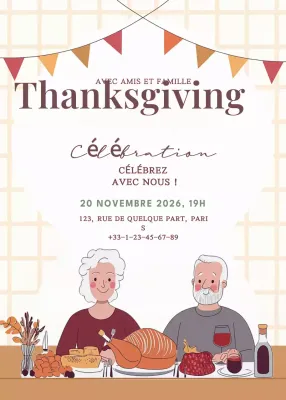 invitation traditionnelle beige pour Thanksgiving