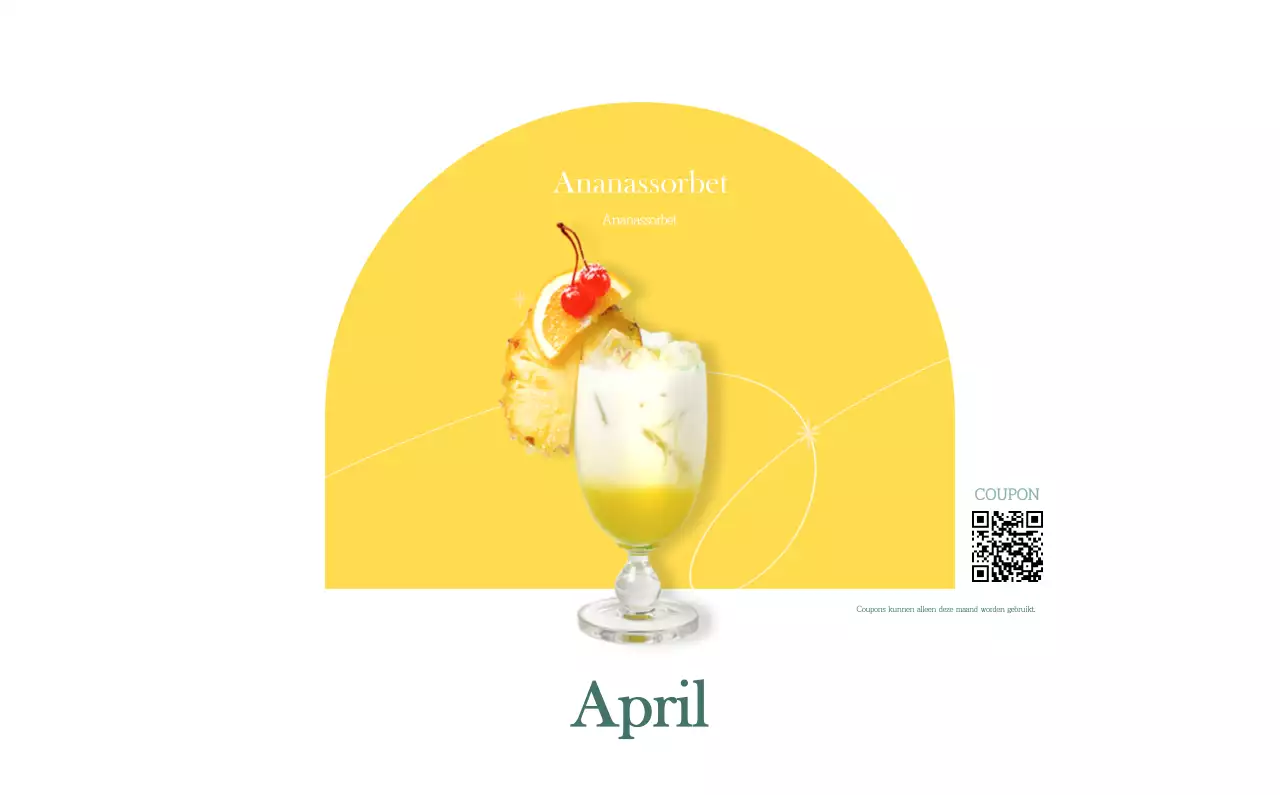 Een moderne cafékalender met aanbevelingen voor de drank van de maand