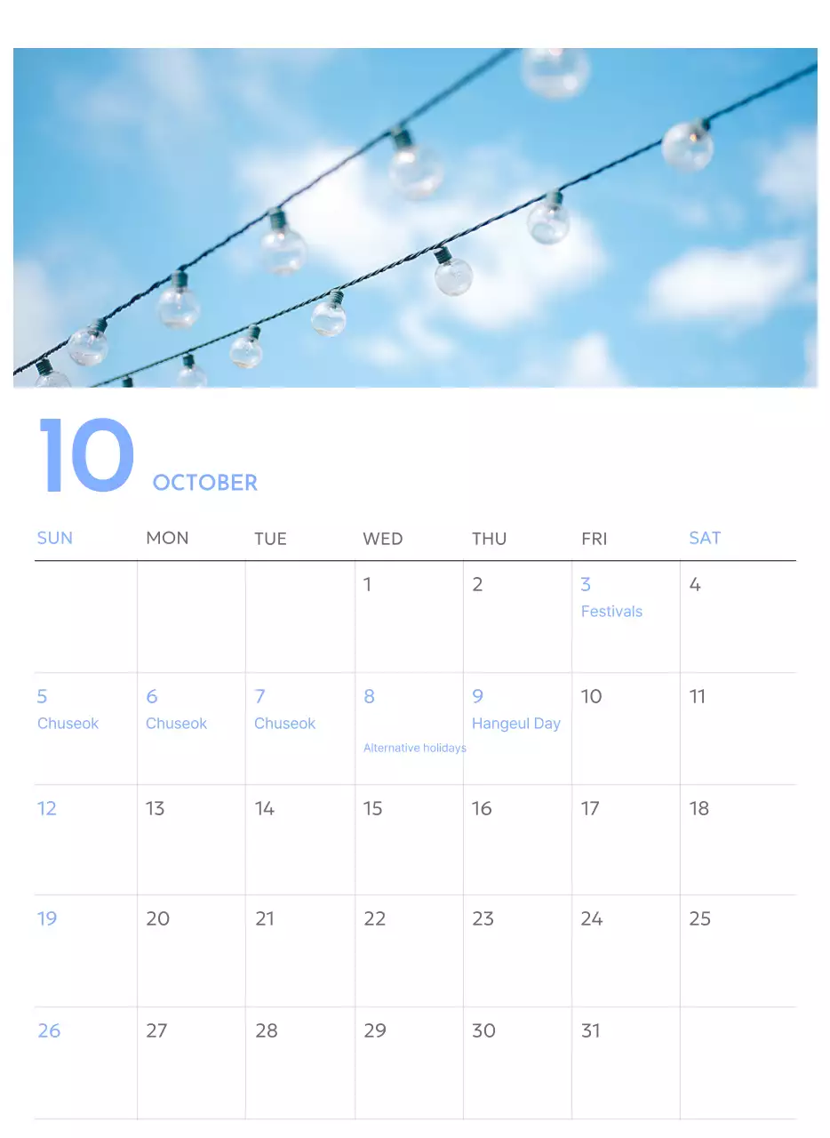 Kalender pelacak sasaran foto dengan percikan warna biru