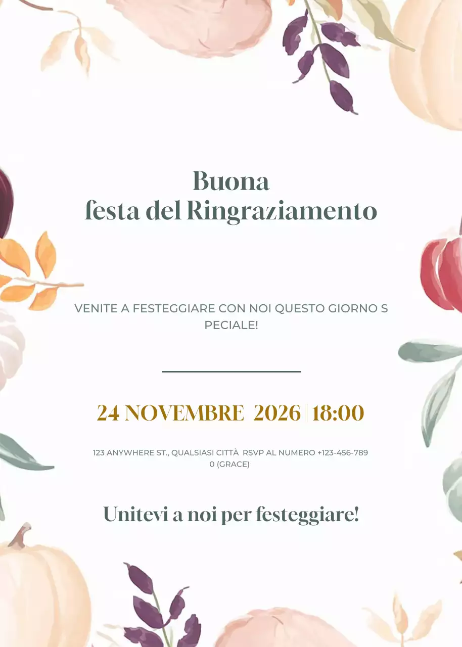 Invito al Ringraziamento floreale beige