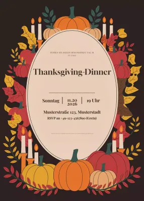 Orange Traditionelle Thanksgiving-Einladung