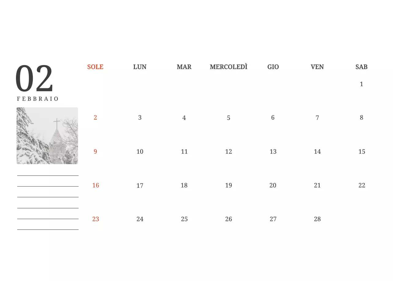 Un calendario fotografico con chiese in dipinti di paesaggio