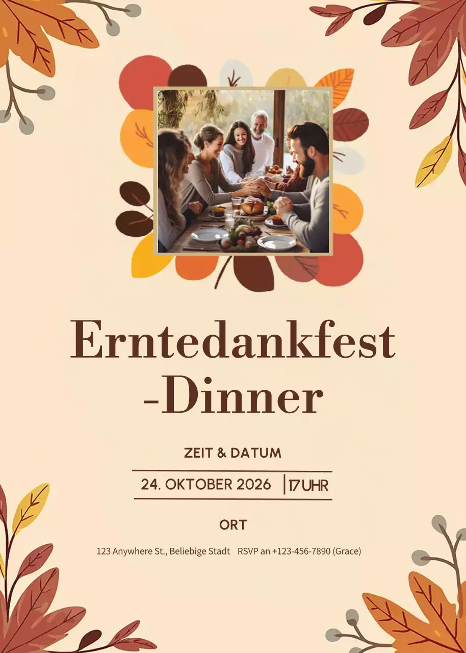 beige rustikale Thanksgiving-Einladung