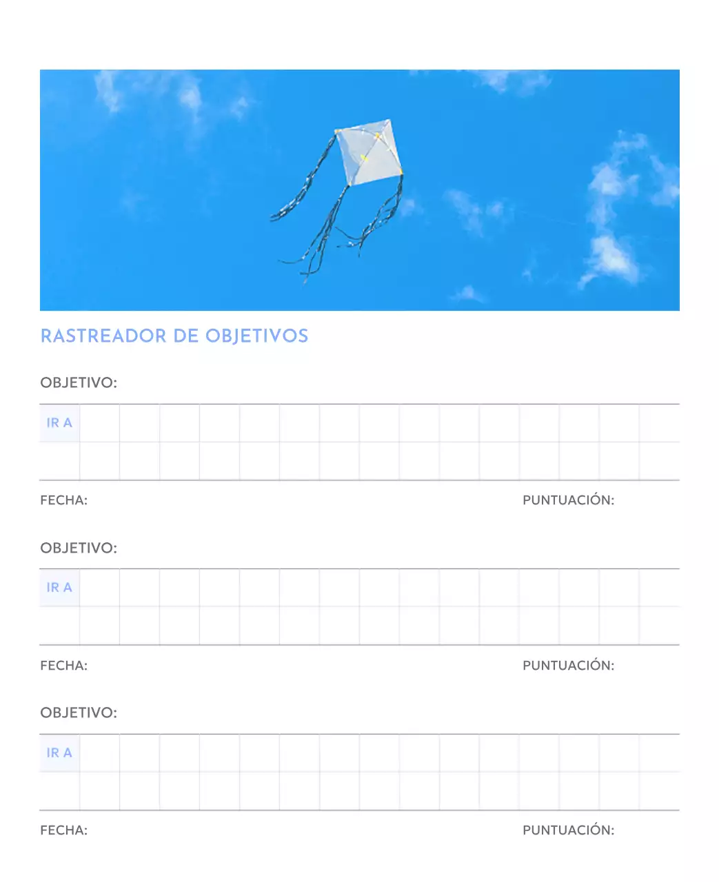 Calendario fotográfico de seguimiento de objetivos con un toque de azul