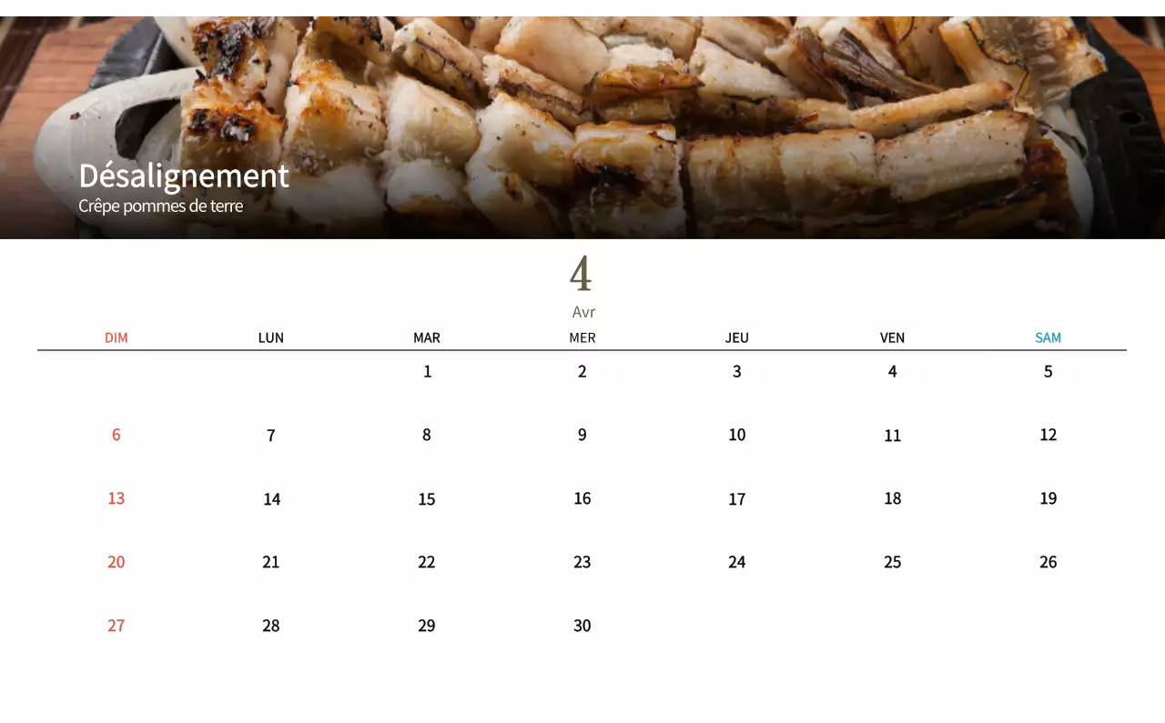 Calendrier de l'alimentation traditionnelle beige