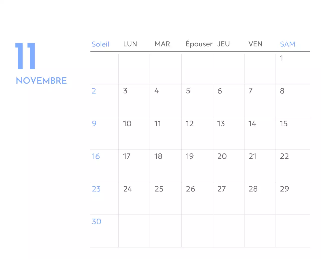 Calendrier photo de suivi des objectifs avec une touche de bleu