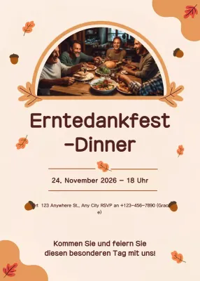 beige traditionelle Thanksgiving-Einladung