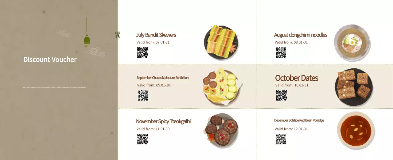 Beige Traditional Food Calendar