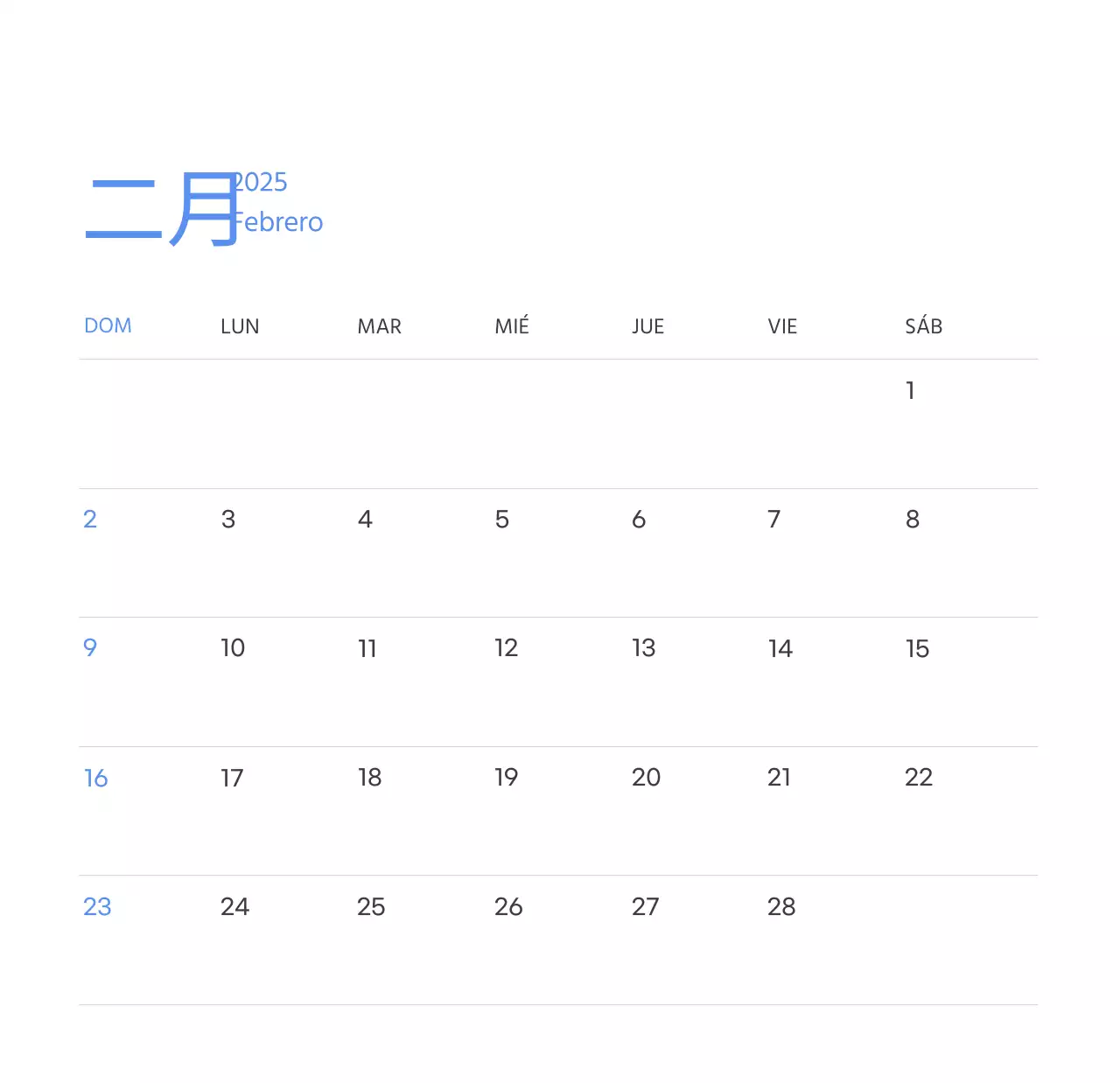 Calendario motivacional con ilustraciones llenas de energía y citas positivas sobre fondo azul claro