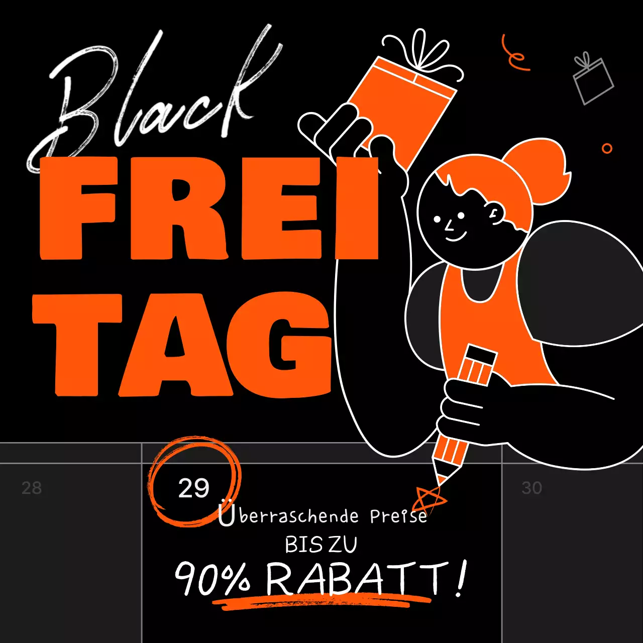 Bewerben Sie einen kitschigen Black Friday-Ausverkauf in Orange und Schwarz