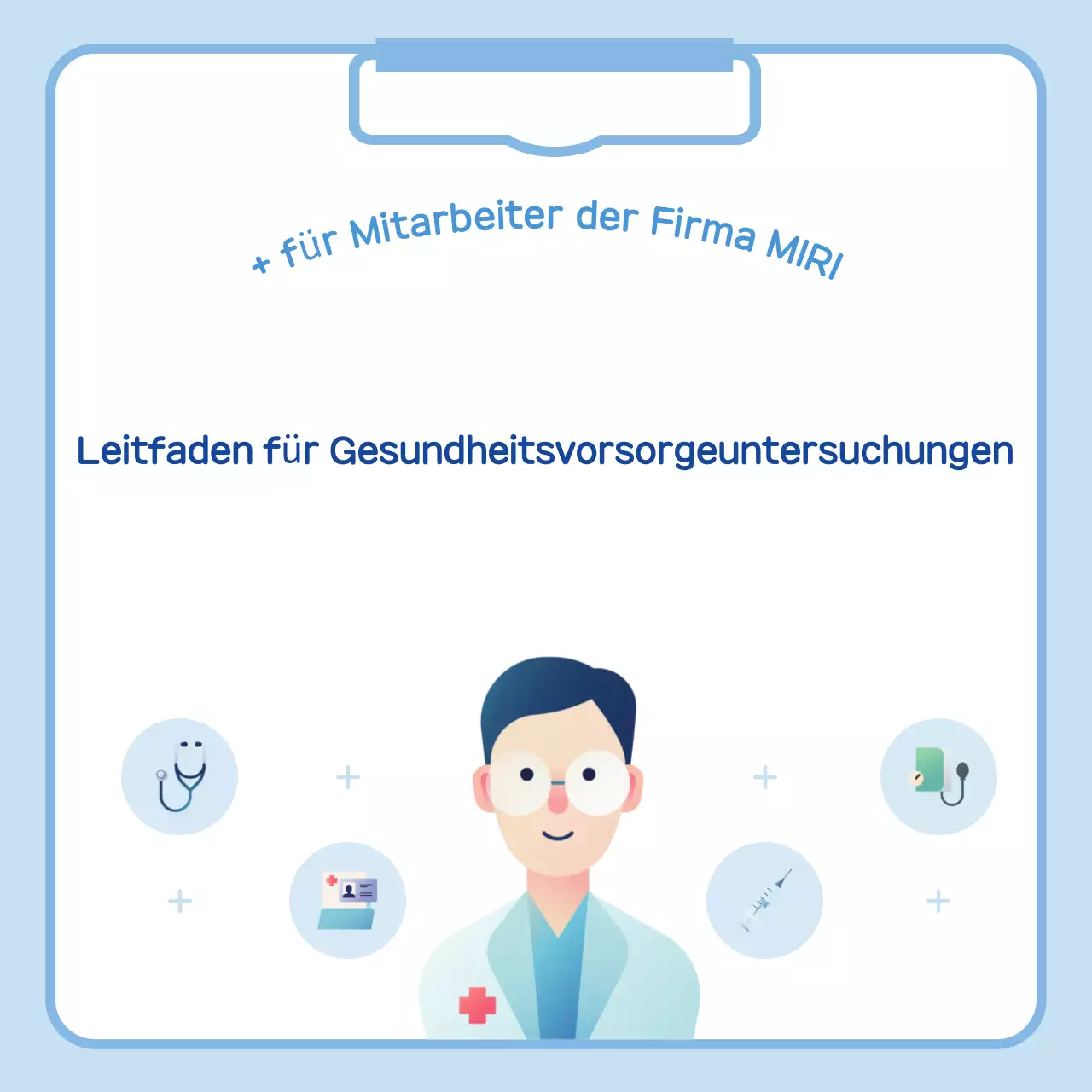 Einfacher Hinweis zur Gesundheitsuntersuchung in hellblau