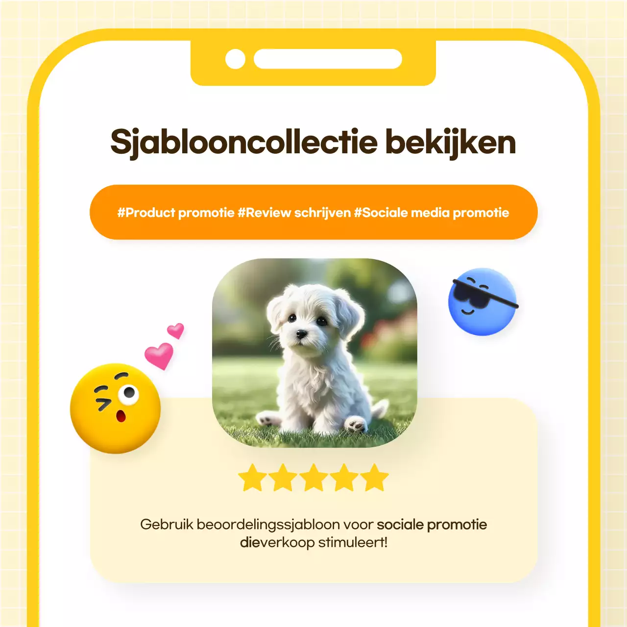 Promoot gele eenvoudige beoordelingssjabloon