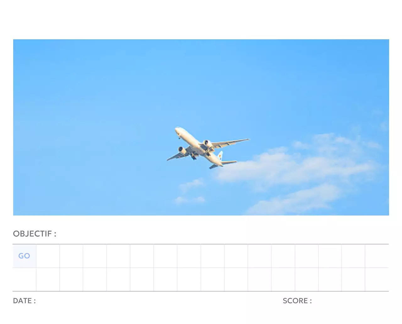 Calendrier photo de suivi des objectifs avec une touche de bleu