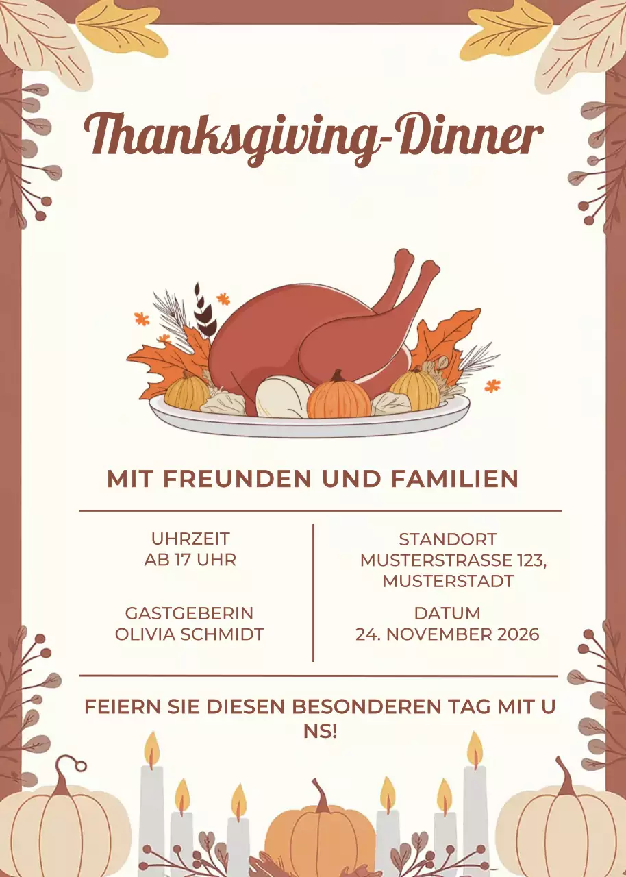 braune traditionelle Einladung zum Abendessen
