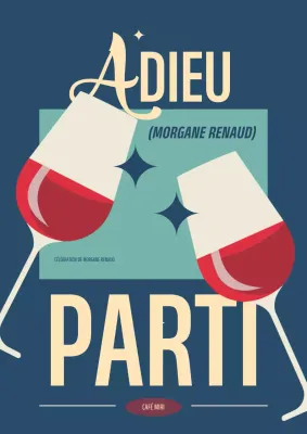 invitation d'adieu rétro rouge