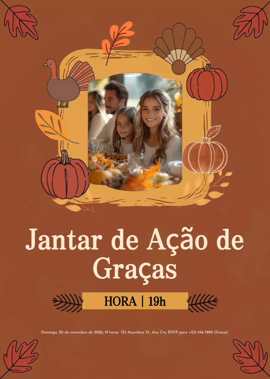 Convite de Ação de Graças tradicional castanho
