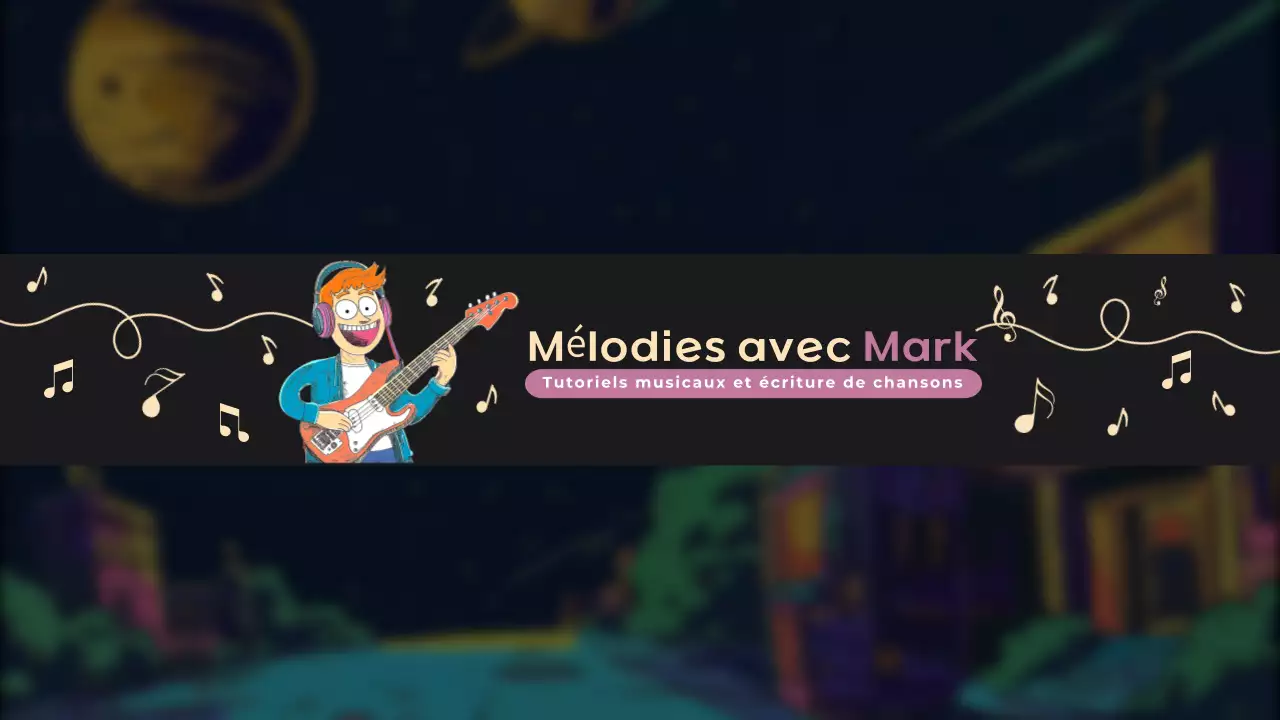 noir jaune vert musique tutoriel canal youtube template cartoon style