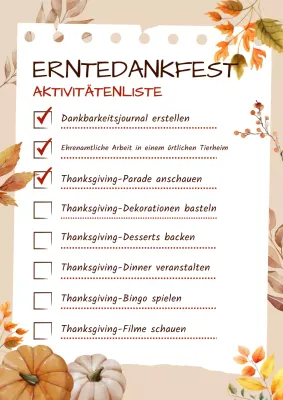 Rustikale Aquarell Danksagung Aktivitäten Bucketlist