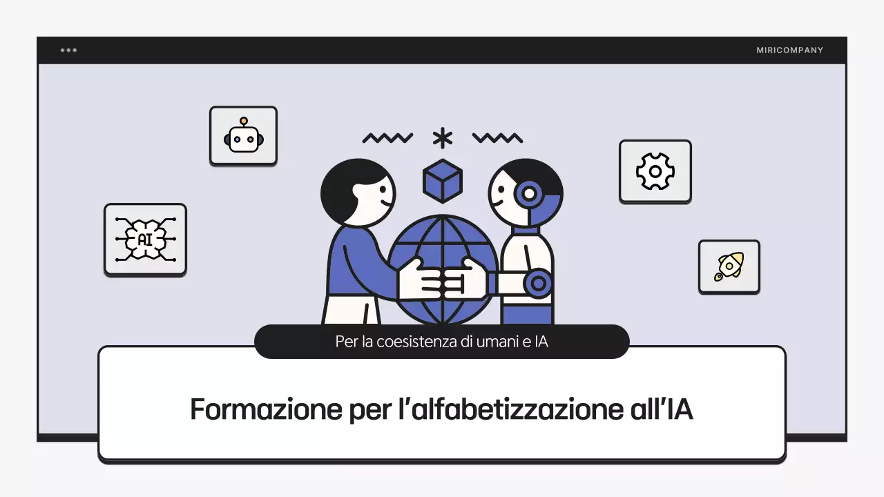 Semplice formazione all'alfabetizzazione AI in blu e nero
